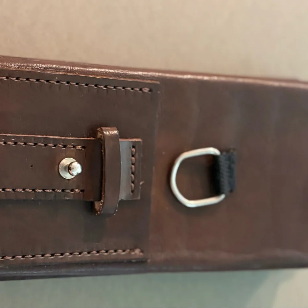 Handcrafted Brown Leather Phone Case, metal hardware, pre-owned but not used.